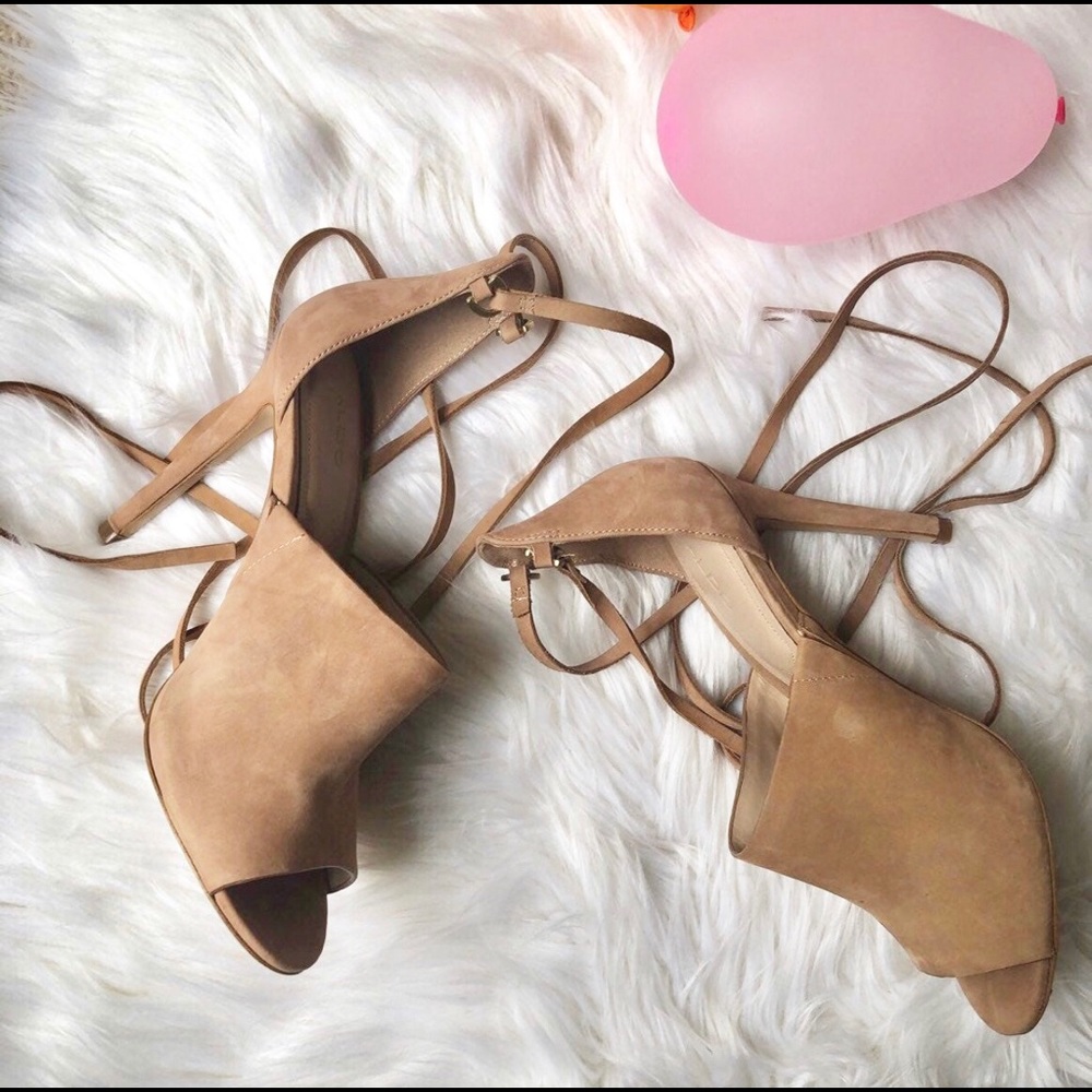 Aldo Nude Wrap-around Heeled Mules
